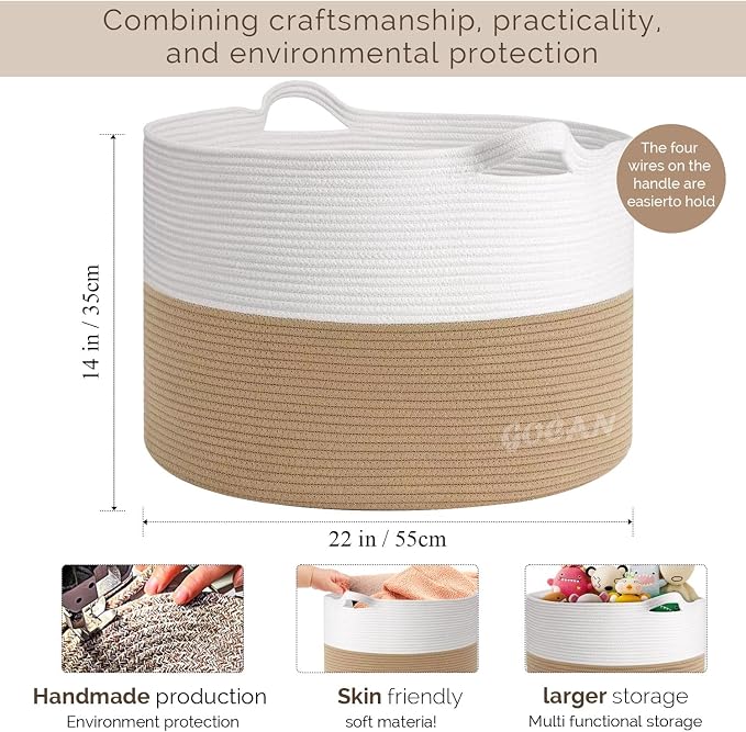 Storage Baskets for Organizing D22"H14" Large blanket basket laundry basket - Image 3