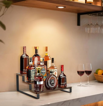 Mkono Small Liquor Bottle Display Shelf 3 Tier Coffee Bar Accessories Rustic - Image 4