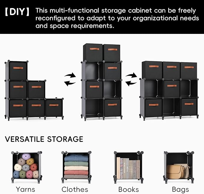 Cube Storage Organizer with Storage Bins, 6-Cube Shelves Units with 6 Organizer - Image 4