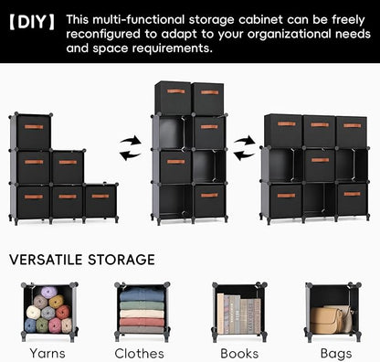 Cube Storage Organizer with Storage Bins, 6-Cube Shelves Units with 6 Organizer - Image 4