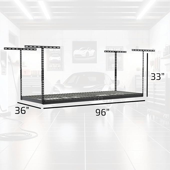 MonsterRax Overhead Garage Storage Racks 3x8’ Ceiling Mounted Shelving - Image 2