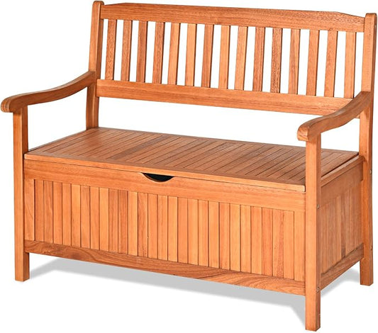 Tangkula Outdoor Wood Storage Bench Deck Box, Entryway Porch Storage Bench by TANGKULA