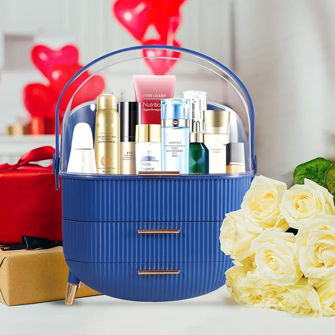MASSY Egg Shape Makeup Storage Box, Countertop Portable Vanity Cosmetics - Image 6