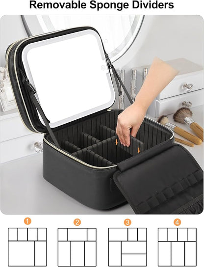 Relavel Makeup Bag with LED Mirror, Small Travel Makeup Case with Rechargeable - Image 3