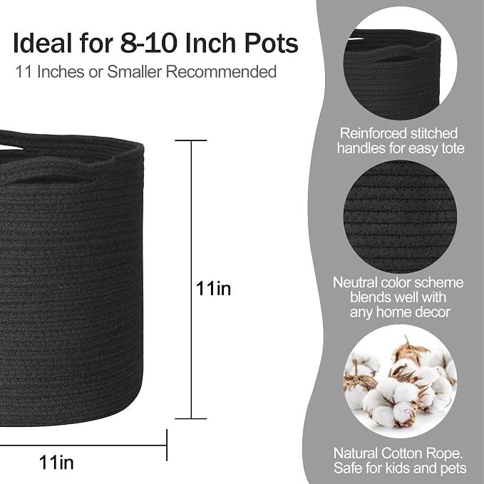MEGASKET Cotton Rope Plant Basket, Woven Basket Planter - Image 2