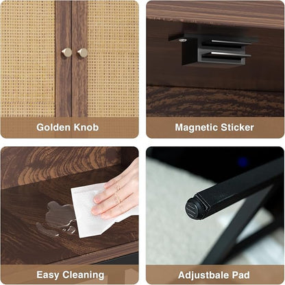 Befrases Rattan Toilet Storage Cabinet, Over the Rack Wood Cabinet - Image 6