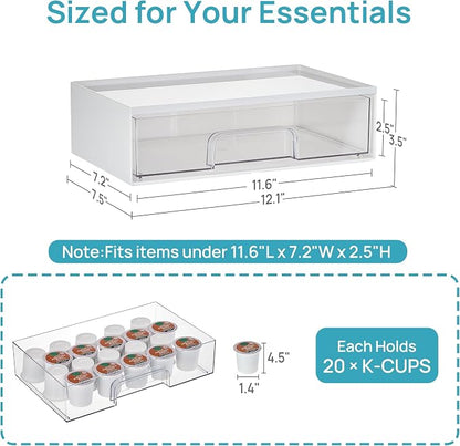 Vtopmart 2 Pack Clear Stackable Storage Drawers, 12.1''W Plastic Organizers Bins - Image 2
