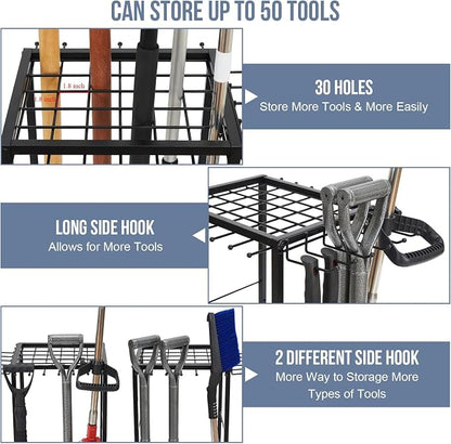Garden Tool Organizer Holds 50 Long-Handled Tools/Rakes/Brooms/Shovles - Image 4