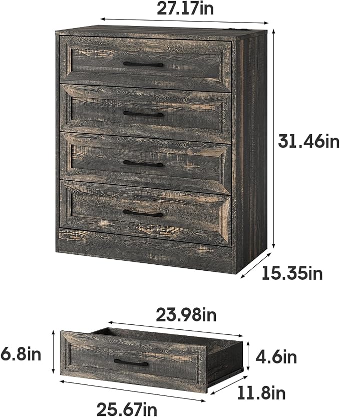 Fameill Dresser for Bedroom, 4 Drawer Small Dresser Organizer - Image 2