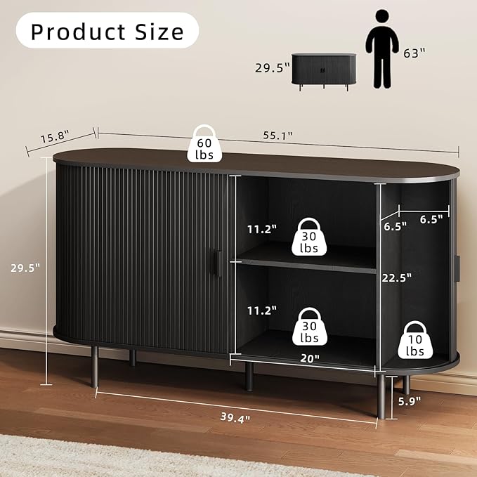 Buffet Sideboard Cabinet with Storage, Modern Accent Coffee Bar Console Table - Image 2
