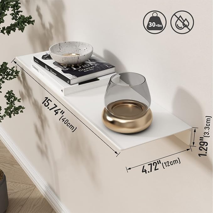 Danpoo 16 inch White Metal Floating Shelves - Image 3