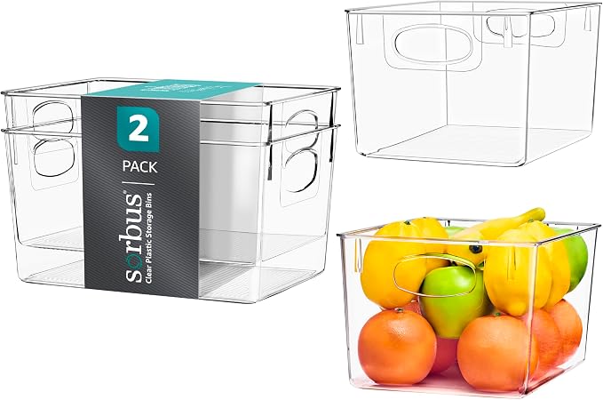 Sorbus Large Clear Plastic Storage Bins by Sorbus
