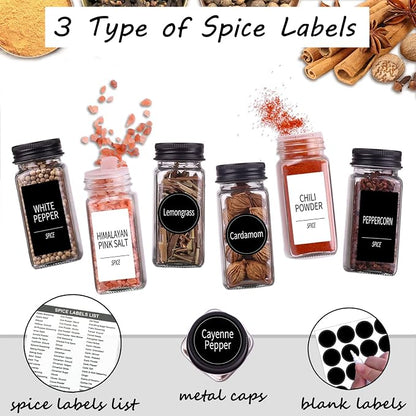 Churboro 36 Spice Jars with 547 Labels- Glass Spice Jars with Black Metal Caps - Image 2