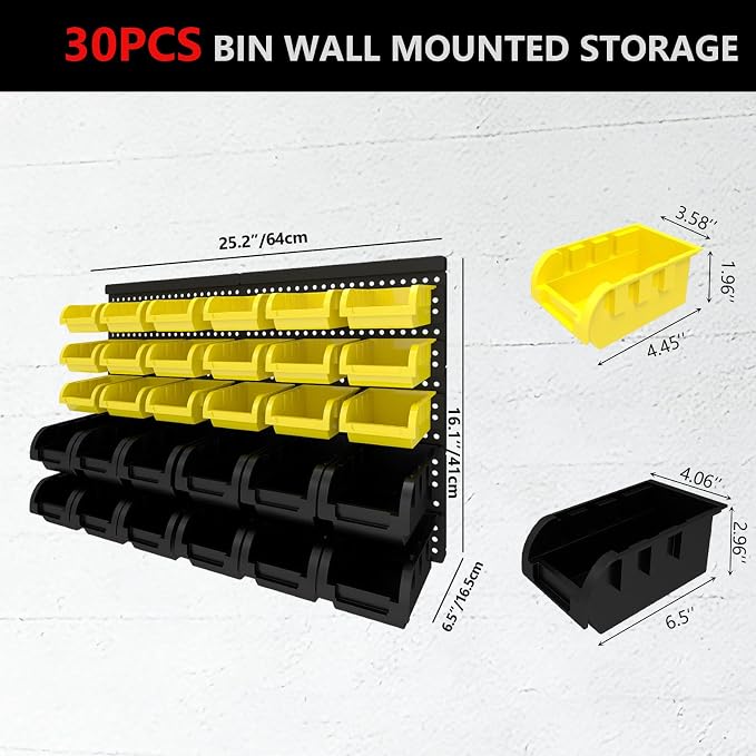 30Pcs Plastic Wall Mounted Storage Bins Parts Rack Nuts And Bolt Bins Organizer - Image 2
