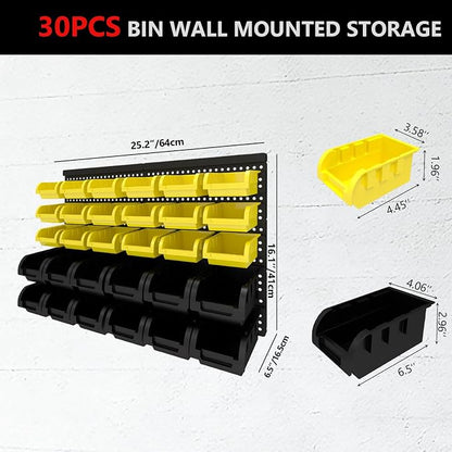 30Pcs Plastic Wall Mounted Storage Bins Parts Rack Nuts And Bolt Bins Organizer - Image 2