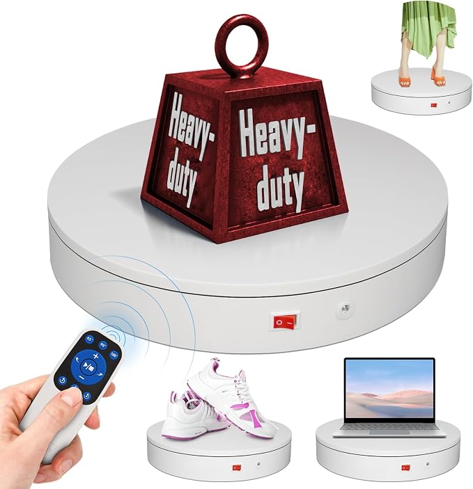 13.8Inch/35cm Remote 360 Rotating Platform, 400lbs Capacity Electric Motorized by ComXim