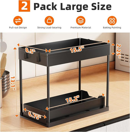 Simple Trending Under Sink Organizer 2 Pack, Sink Pull-Out Sliding Storage - Image 2