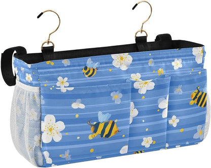 Blue Striped Sakura Bees Bedside Caddy - Image 2