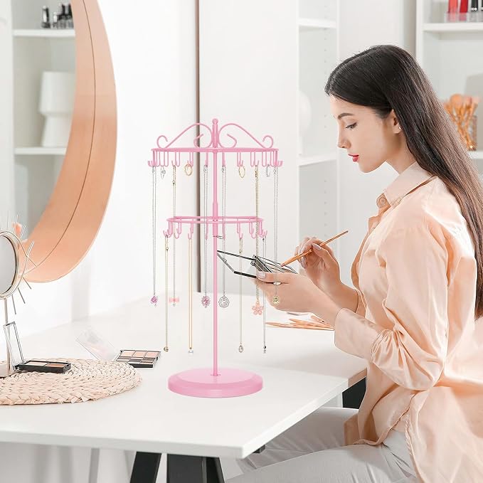 iDavosic.ly 2 Tier Rotating Necklace Holder Organizer - Image 6