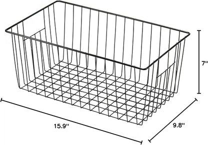 16inch Freezer Wire Storage Organizer Baskets, Refrigerator Metal Bins - Image 9