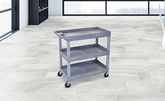 Luxor 32" x 18" Tub Storage Cart 3 Shelves – Gray - Image 2