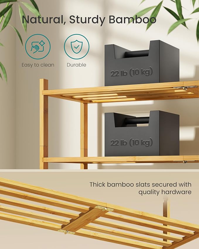 SONGMICS Bamboo Shoe Rack for Closet, Stackable Shoe Oragnizer - Image 4