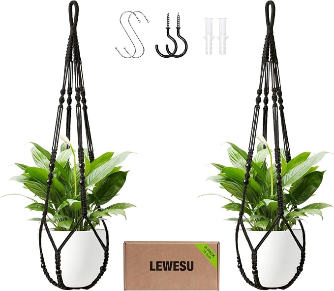 LEWESU Macrame Plant Hanger Indoor Set of 2 by Unknown
