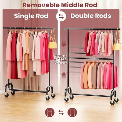 Heavy Duty Clothes Rack Load 600 LBS, Rolling Clothing Rack - Image 4