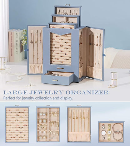 Homde Jewelry Organizer with Transparent Window Necklace Hooks Gift - Image 5