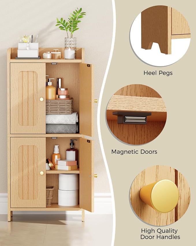 BEWISHOME Small Floor Cabinet, Toilet Paper Storage, Bathroom Storage Cabinet | - Image 7