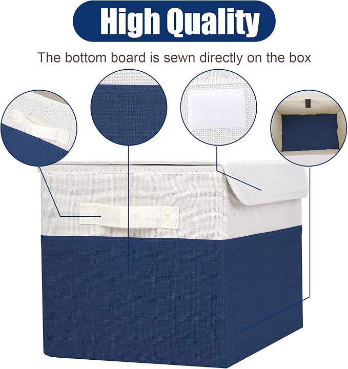 Large 22 Quart Linen Fabric Foldable Storage Bin Cube Organizer Basket - Image 5