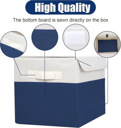 Large 22 Quart Linen Fabric Foldable Storage Bin Cube Organizer Basket - Image 5