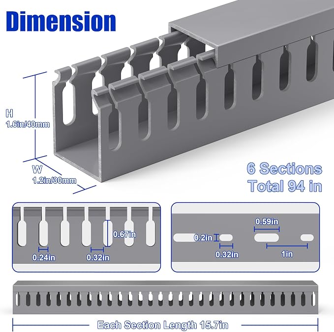 94.5in Professional Server Rack Cable Management Raceway, H1.6in x W1.2in Cable - Image 2