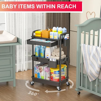 Goovilla 3 Tier Rolling Utility Cart Organizer - Image 6