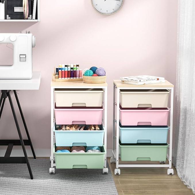 Utility Cart with 4 Drawers, Rolling Storage Cart with Drawers, Storage Rolling - Image 8