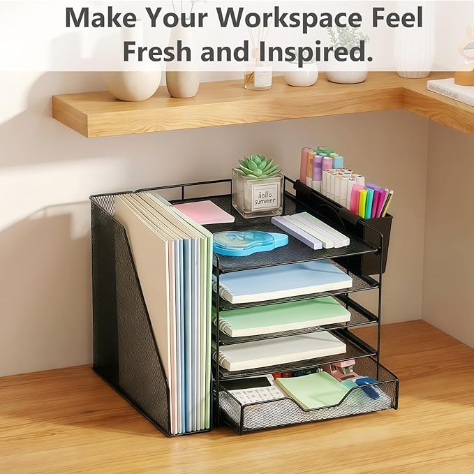 Desk Organizers and Accessories, 5-Tier Paper Letter Tray Organizer - Image 7