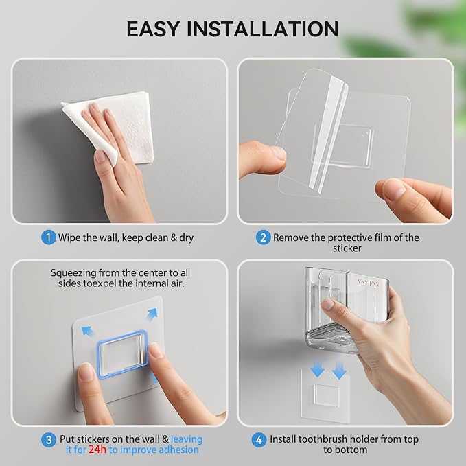 Toothbrush Holders for Bathrooms, 3 Slots Detachable Electric Toothbrush Holder - Image 8