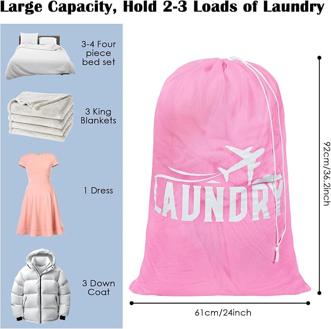 2 Pack Large Mesh Laundry Bag, Heavy Duty Laundry Bags - Image 2