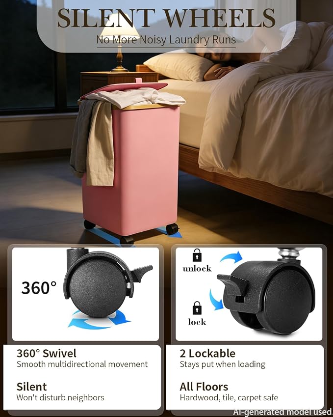 Laundry Hamper with Wheels, 75L Large Clothes Hamper with Removable Inner Bag - Image 4