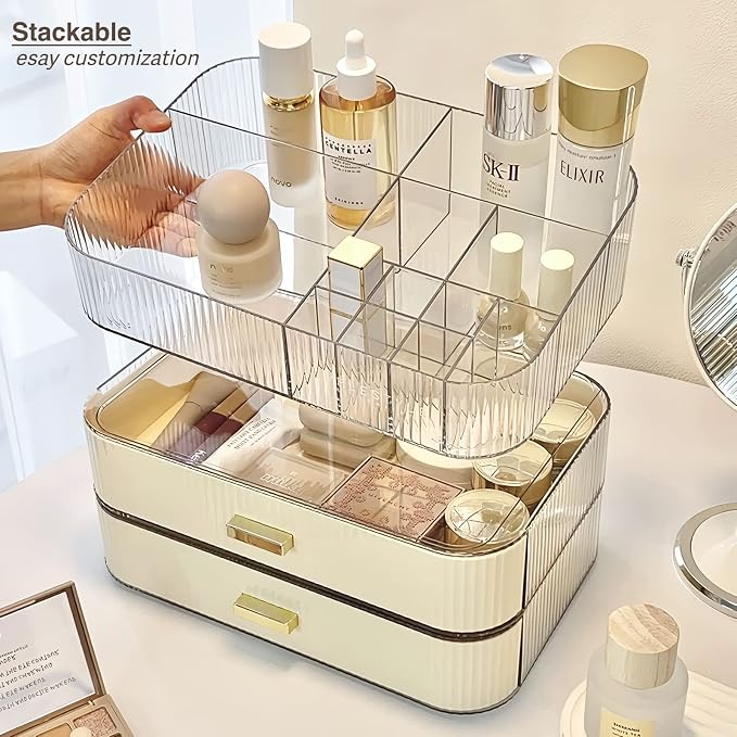 Makeup Organizer with Stackable Drawer, Cosmetic Storage Display Case - Image 5