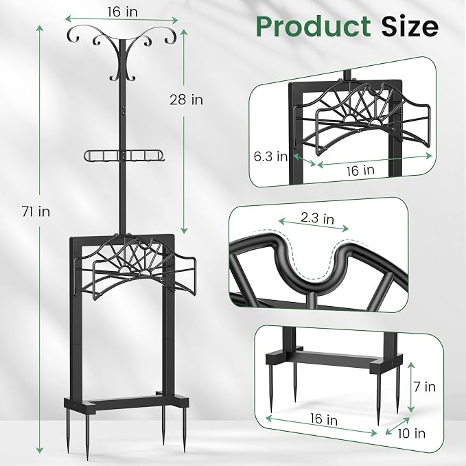 71 Inch Garden Hose Holder, Heavy Duty Free Standing Hose Rack - Image 4