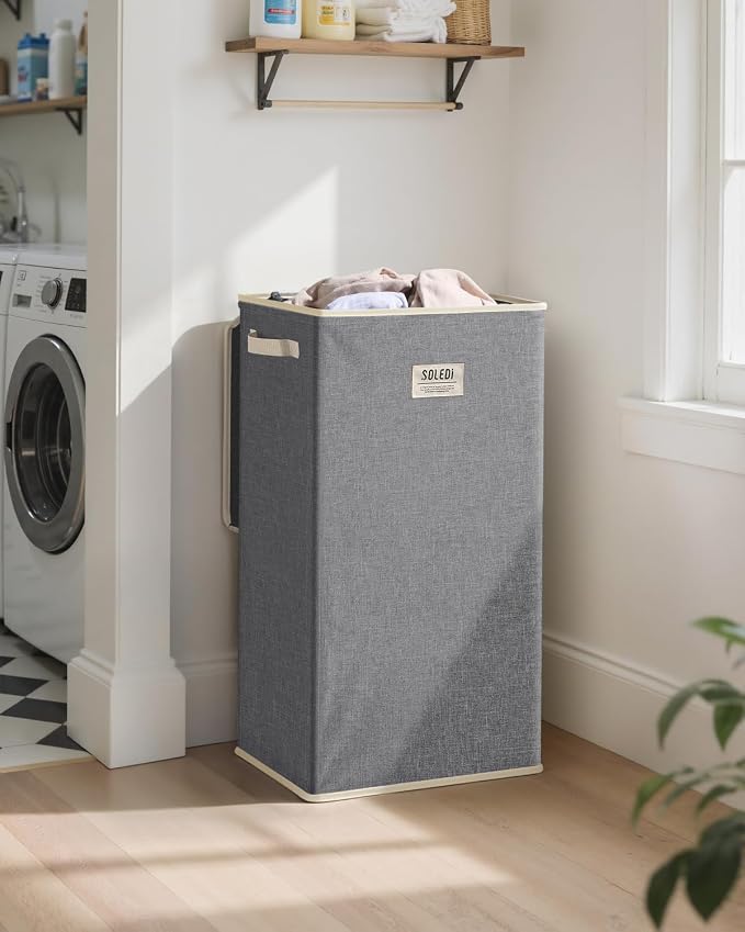 SOLEDI Laundry Hamper with Lid 100L Large & Tall Collapsible Laundry Basket - Image 2