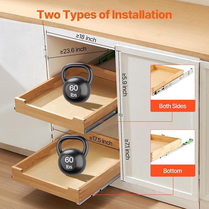 VEVOR Pull Out Cabinet Organizer, Soft Close Slide out Shelf, Heavy-Duty - Image 5