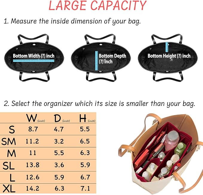 DailyPlus Purse Organizer Insert Felt Bag Organizer Handbag Organizer Insert - Image 6