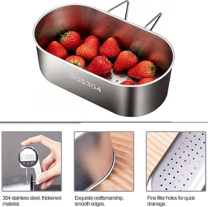Stainless Steel Sink Drain Strainer Basket, Quick Drain Hanging Sink Strainer - Image 3