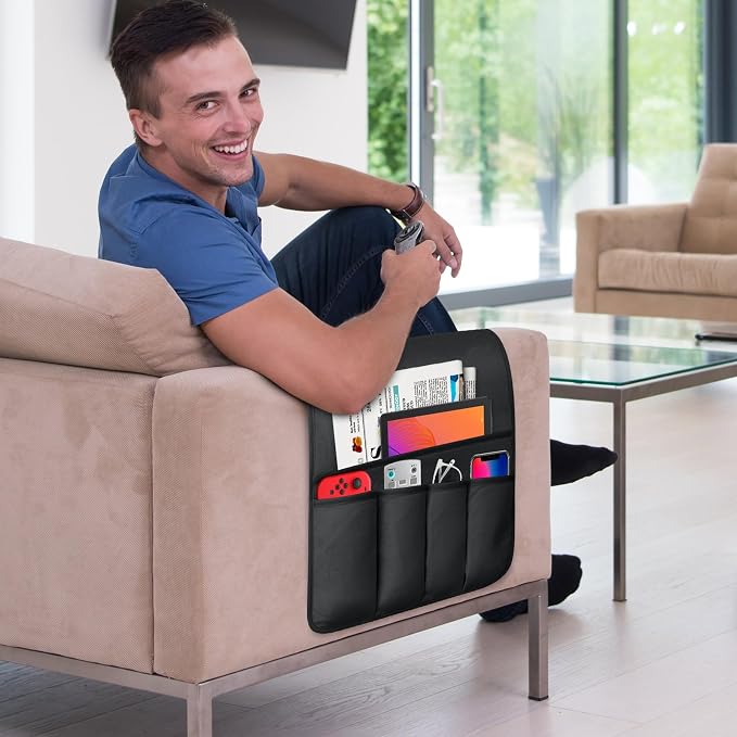 TV Remote Control Holder Couch Caddy, Non-slip Bedside Caddy Organizer - Image 2