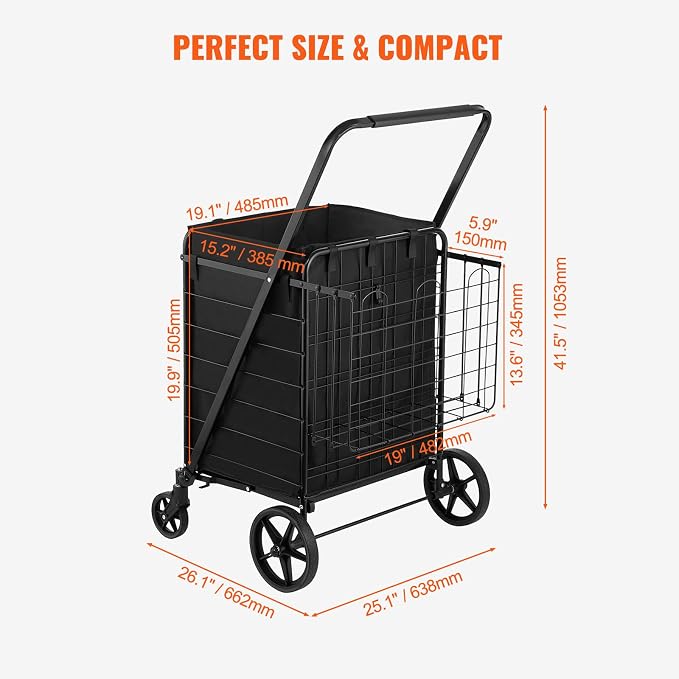 VEVOR Folding Shopping Cart - Image 6