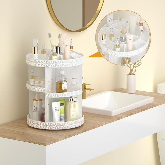 360 Rotating Makeup Organizer, DIY Adjustable Cosmetics Organizer, Professional - Image 4
