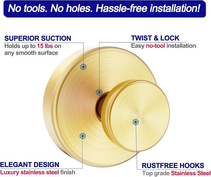Bntuk Suction Cup Hooks for Shower, Removable Towel Hooks for Bathroom Window - Image 3