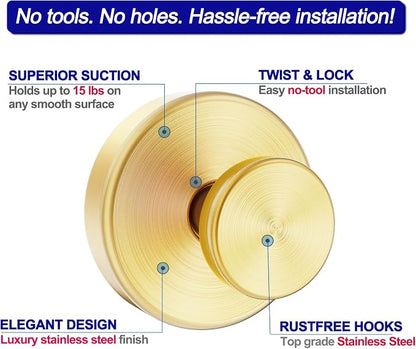 Bntuk Suction Cup Hooks for Shower, Removable Towel Hooks for Bathroom Window - Image 3